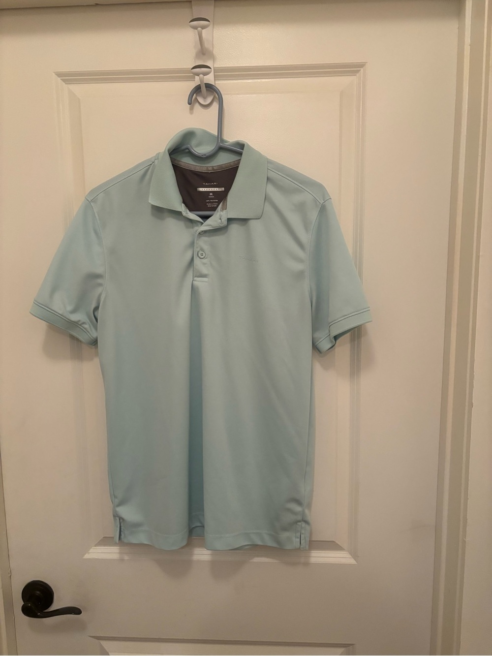 Tahari Techwear Performance Polo Shirt Men’s Medium Mint Green Short Sleeve Golf